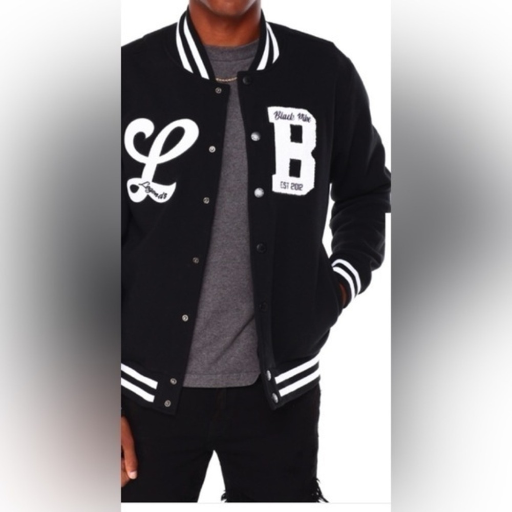 Black Pike Embroidered Patch Fleece Varsity snap button down authentic  Jacket